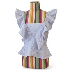 Express 100% Cotton Striped Ruffle Top